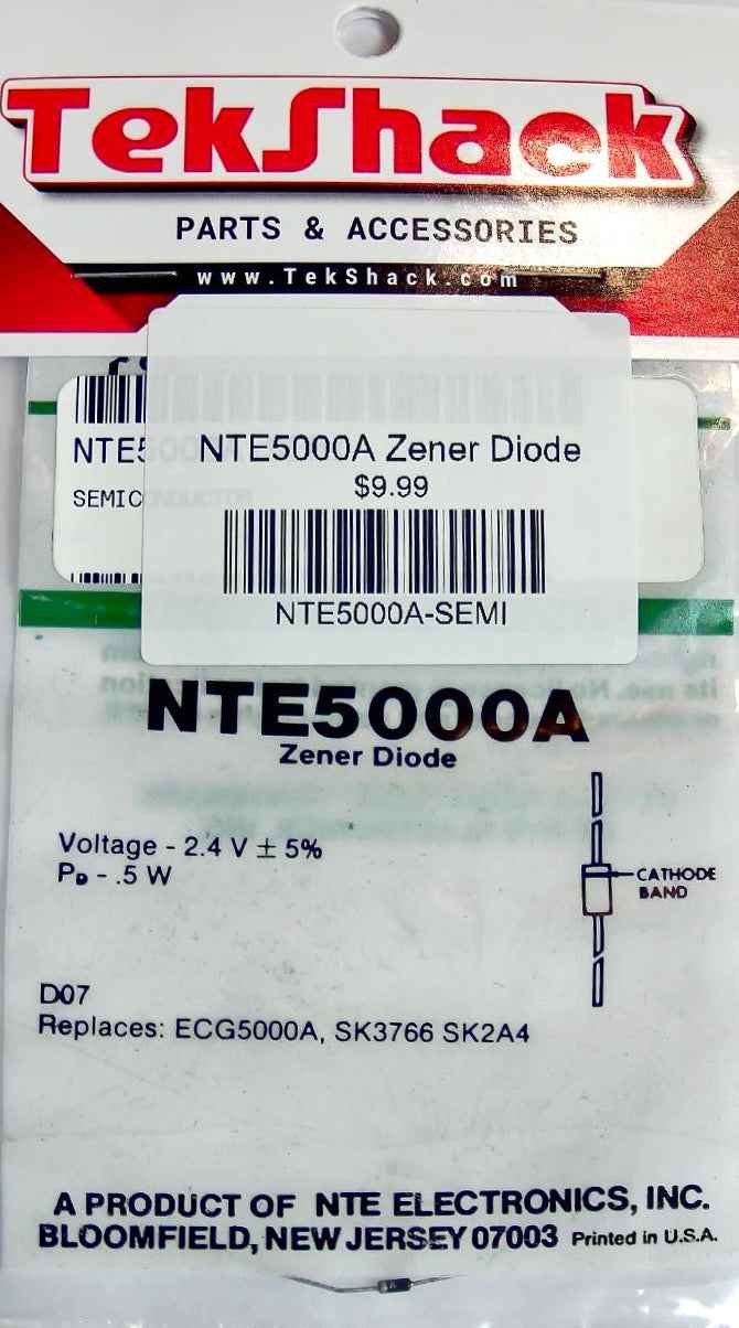 NTE5000A Zener Diode 3.3V 1W DO-41 Through-Hole NTE