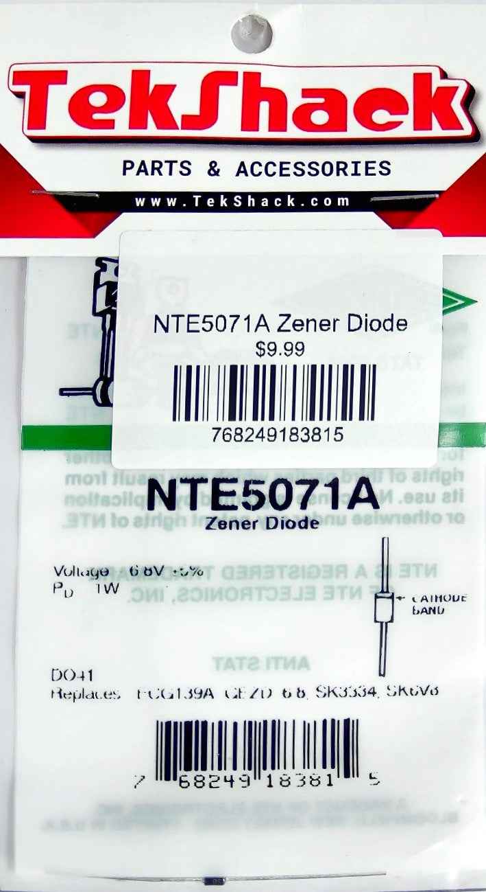 NTE5071A Zener Diode 1.3V 0.5W DO-35 Through-Hole NTE