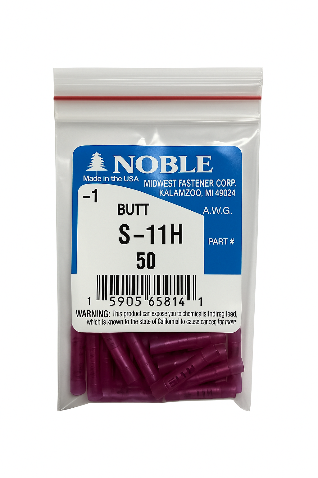 Noble Terminal Butt Splice – Nylon 22–18 GA (50-Pack) #S-11H TekShack