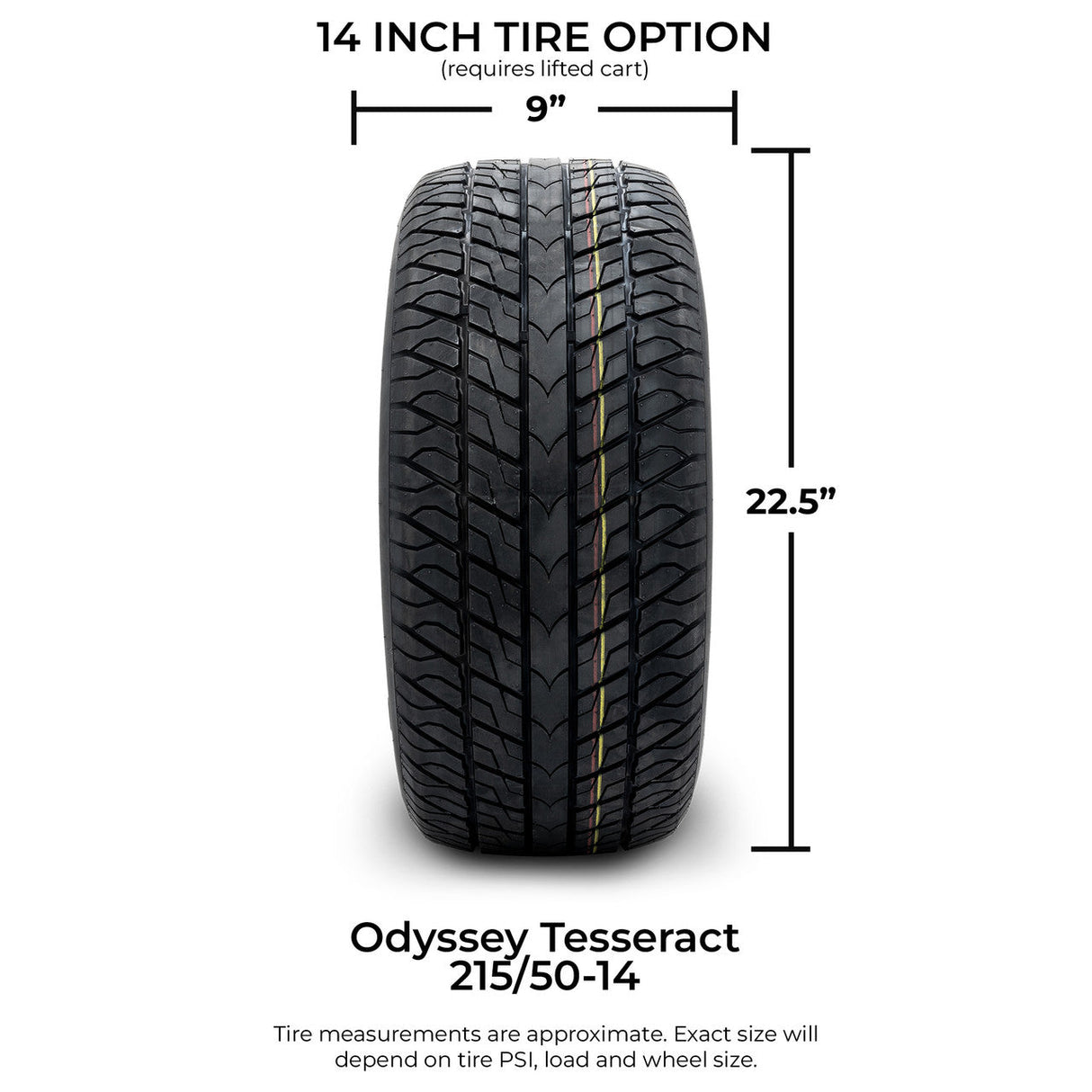 Odyssey Tesseract Steel Belted Street Golf Cart Tire 215/50-14