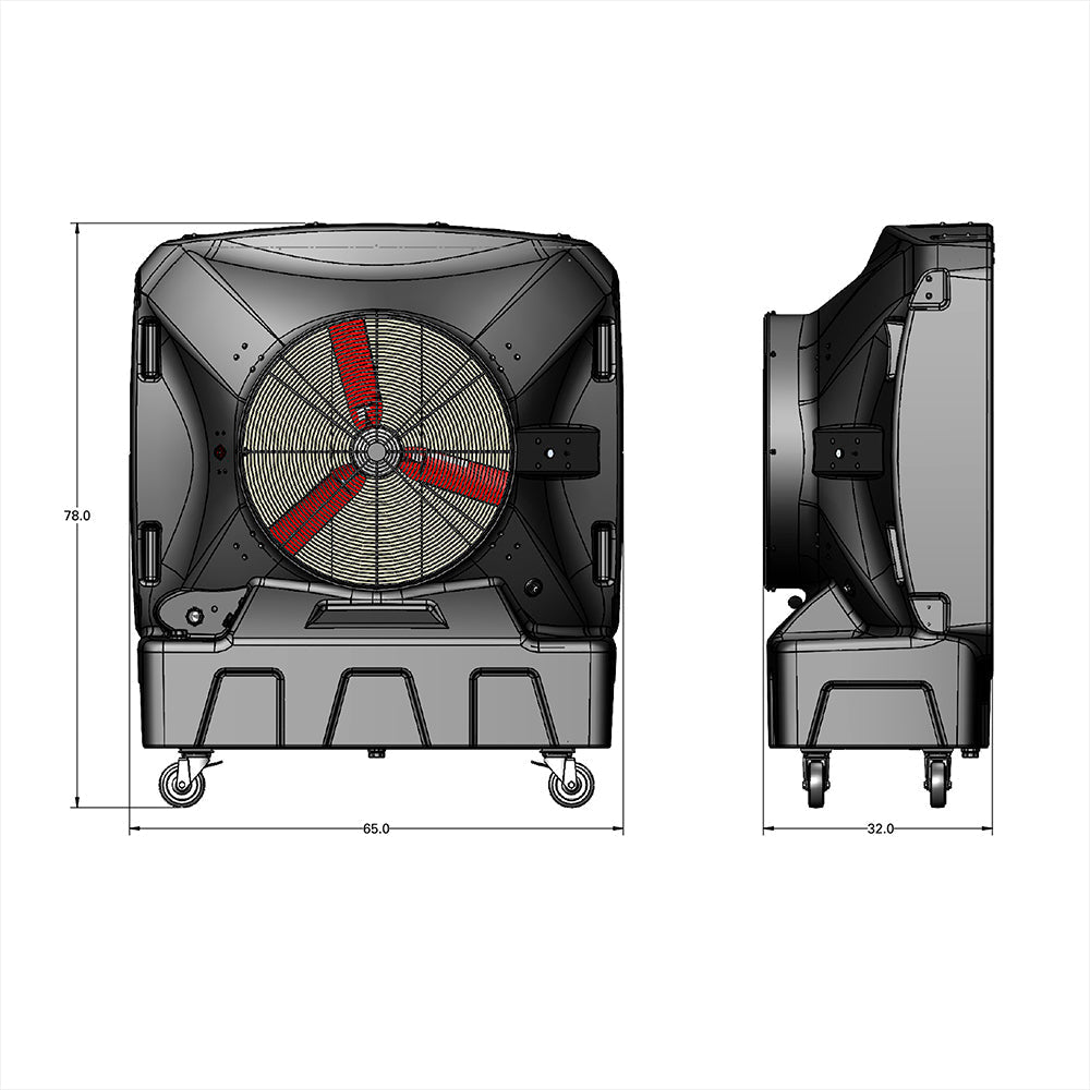 Industrial Evaporative Cooler - S&B Medium - Cools 4,000 Sq Ft - 65-Gal Tank - Portable S&B