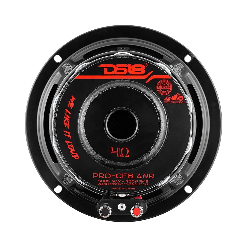 DS18 PRO-CF6.4NR 6.5" 250W RMS Neodymium Carbon Fiber Water Resistant Cone Midbass Speaker (Single) DS18