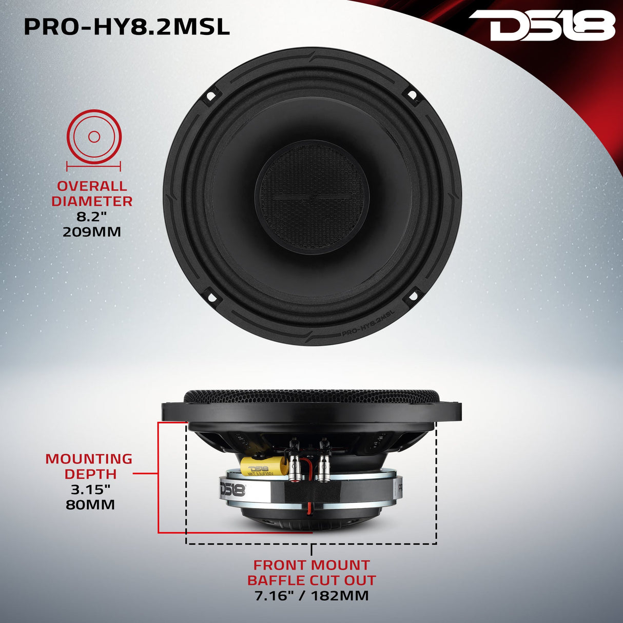 PRO 8" Hybrid Slim Loudspeaker with a 1" Compression Driver Horn | 200W RMS 2-Ohm