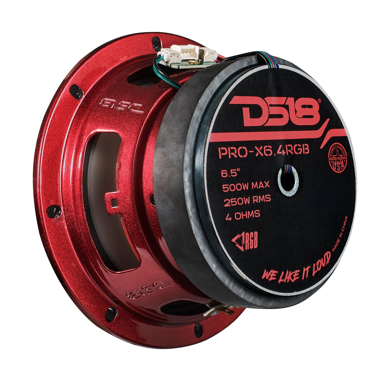 6.5" Mid-Range Loudspeaker with Dual RGB LED For Cone & Dust Cap 250 Watts 4-Ohm