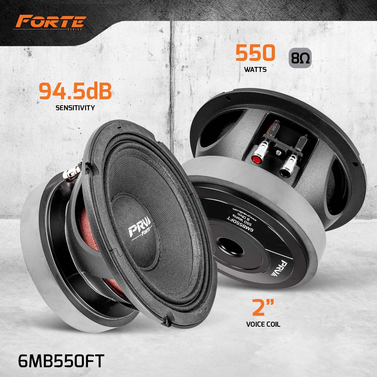 PRV AUDIO 6.5 Inch Midbass Speaker 6MB550FT 8 Ohm PRV