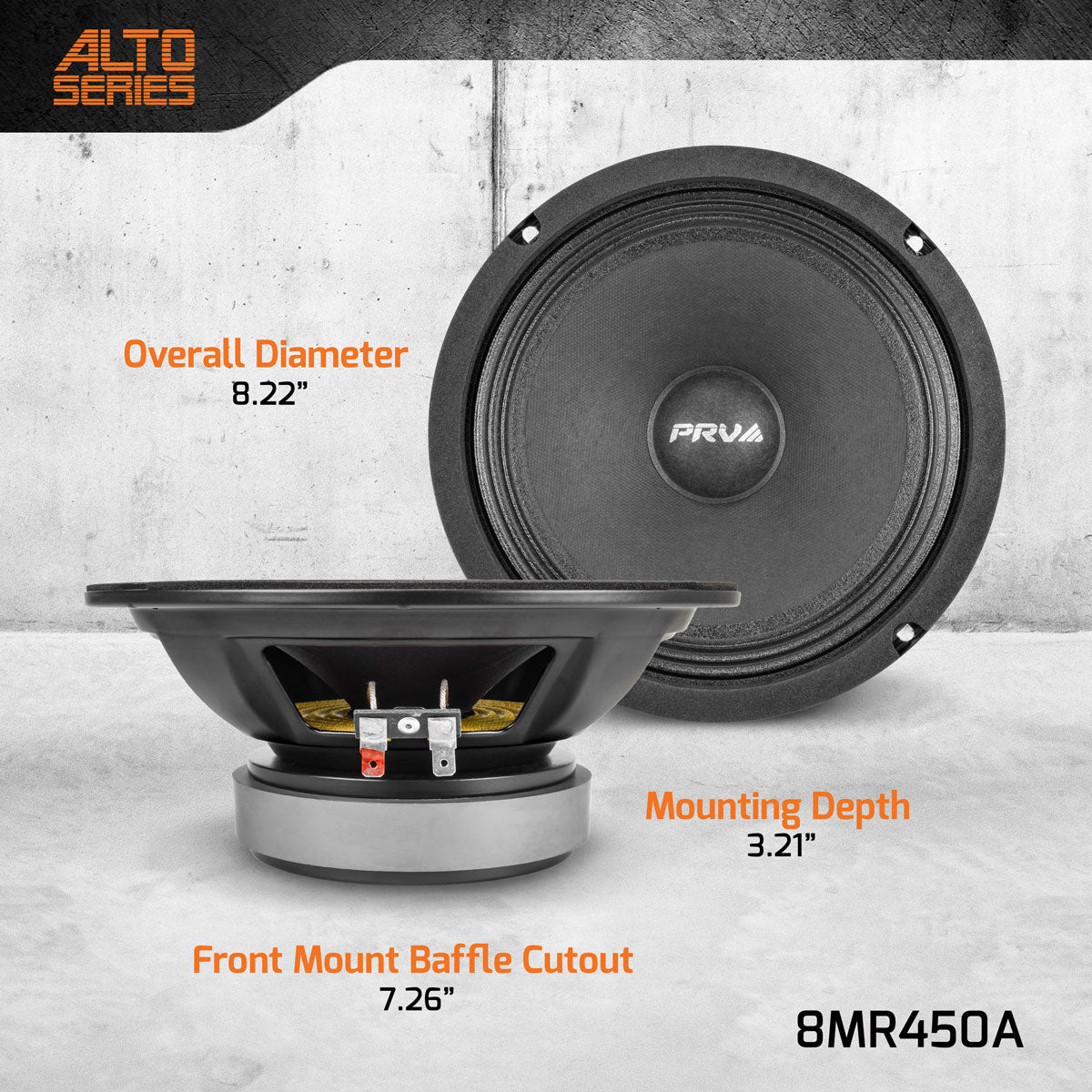 PRV AUDIO 8MR450A 8 Inch Midrange Speaker, 8 Ohms, 450 Watts PRV