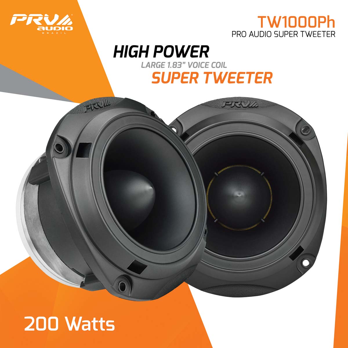 PRV AUDIO Bullet Tweeter TW1000Ph 200 Watts Program Power, Phenolic Diaphragm, 8 Ohm Super Tweeter, 100 Watts RMS PRV