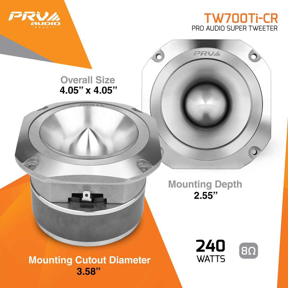 TW700Ti-CR | Super Tweeter, 4" Titanium 8 Ohm Chrome PRV