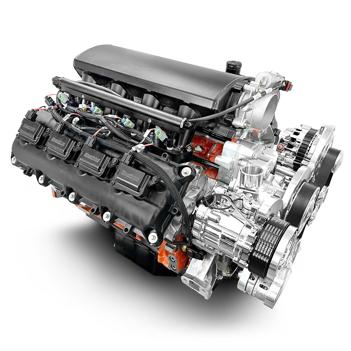 Chrysler Hemi Compatible 426 c.i. Engine and T56 Manual Transmission - 610 Horsepower - Standard Edition Builder Series - Polished Pulley Kit - Fuel Injected