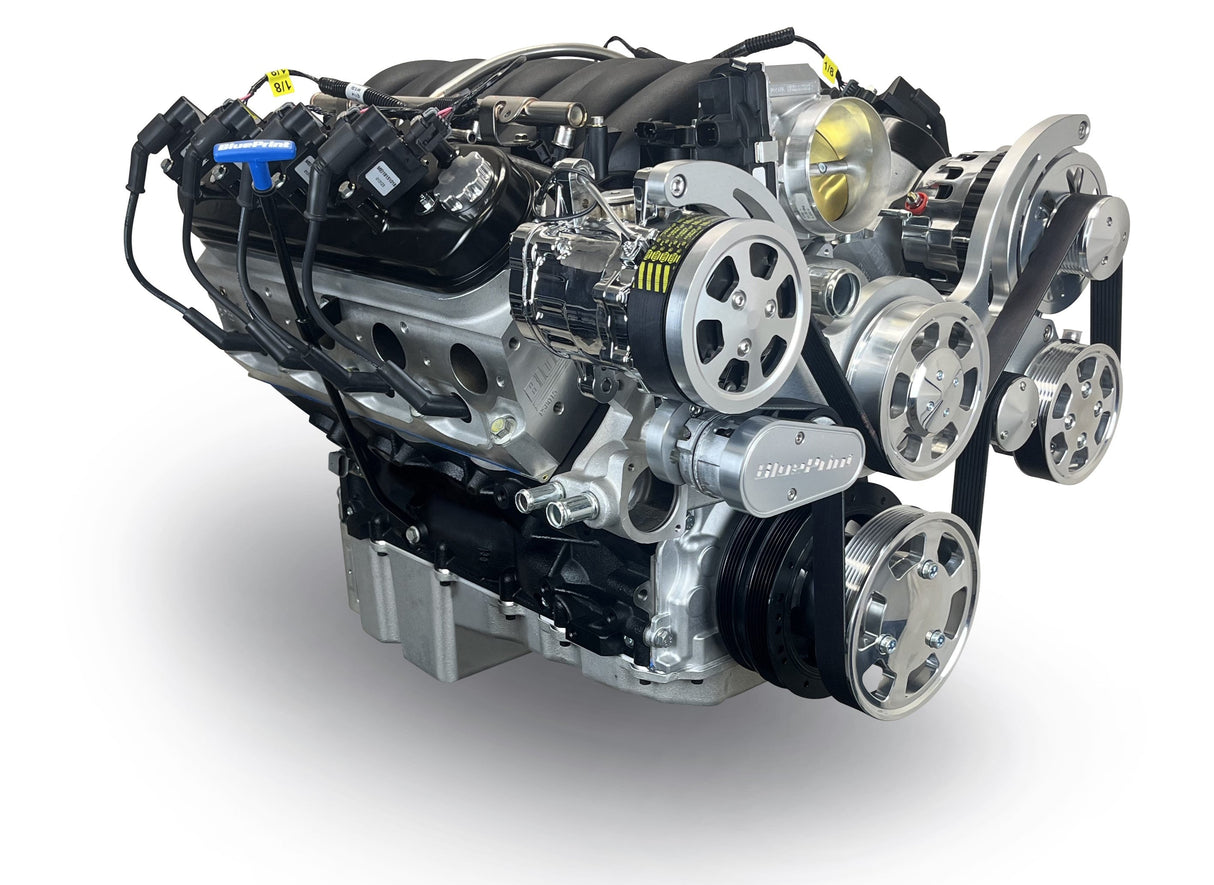 GM LS Compatible 376 c.i. Pro Series Engine - 530 Horsepower - Deluxe Dressed - Polished Pulley Kit - Holley Terminator X EFI System