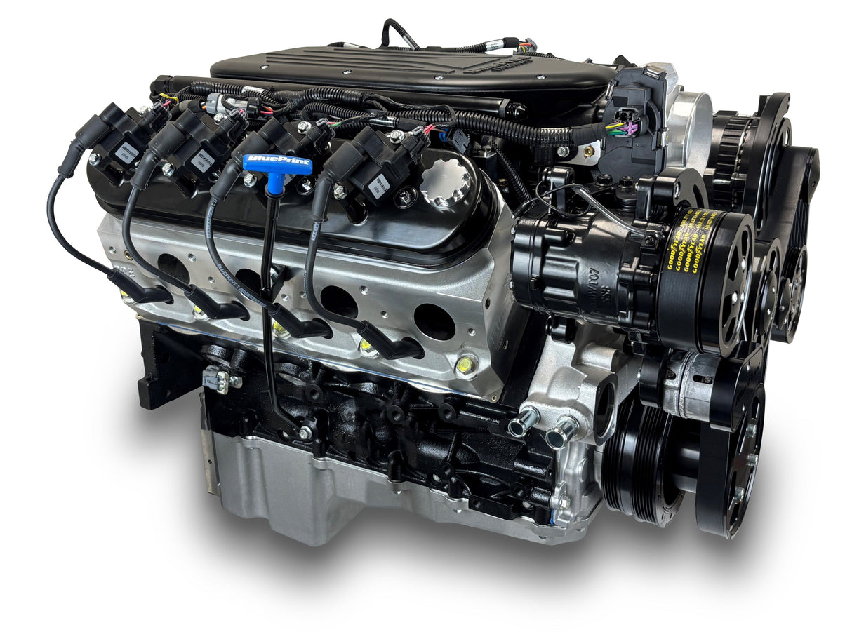 GM LS Compatible 376 c.i. Pro Series Engine - 510 Horsepower - Deluxe Dressed - Black Pulley Kit - Holley Terminator X EFI System