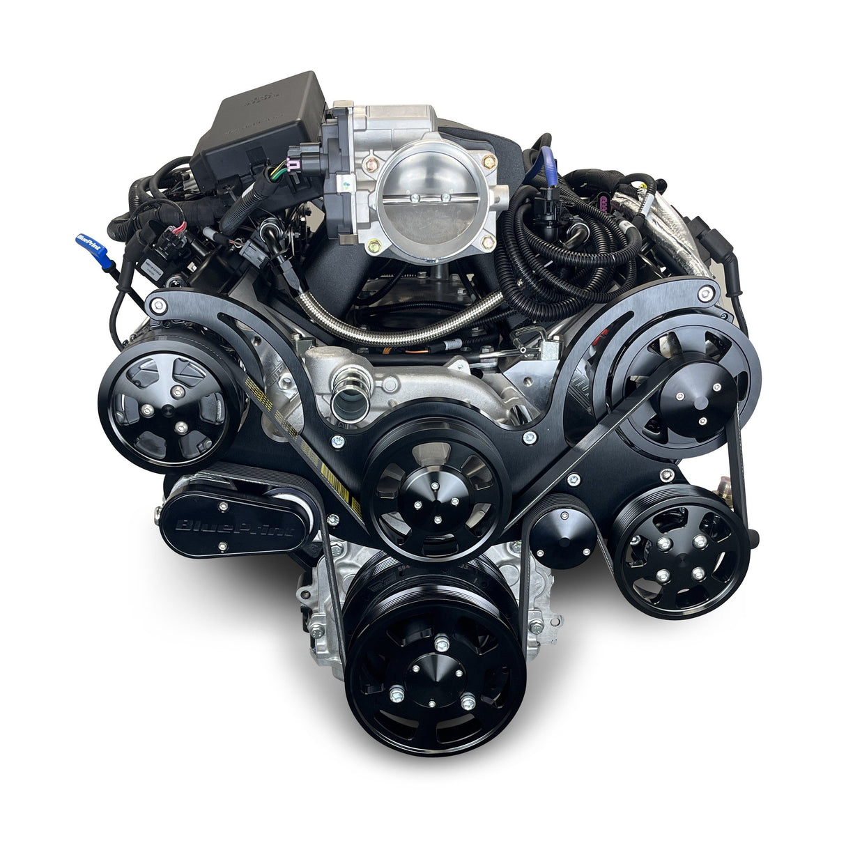 GM LS Compatible 427 c.i. Pro Series Engine - 600 Horsepower - Deluxe Dressed - Black Pulley Kit - Holley Terminator X EFI System