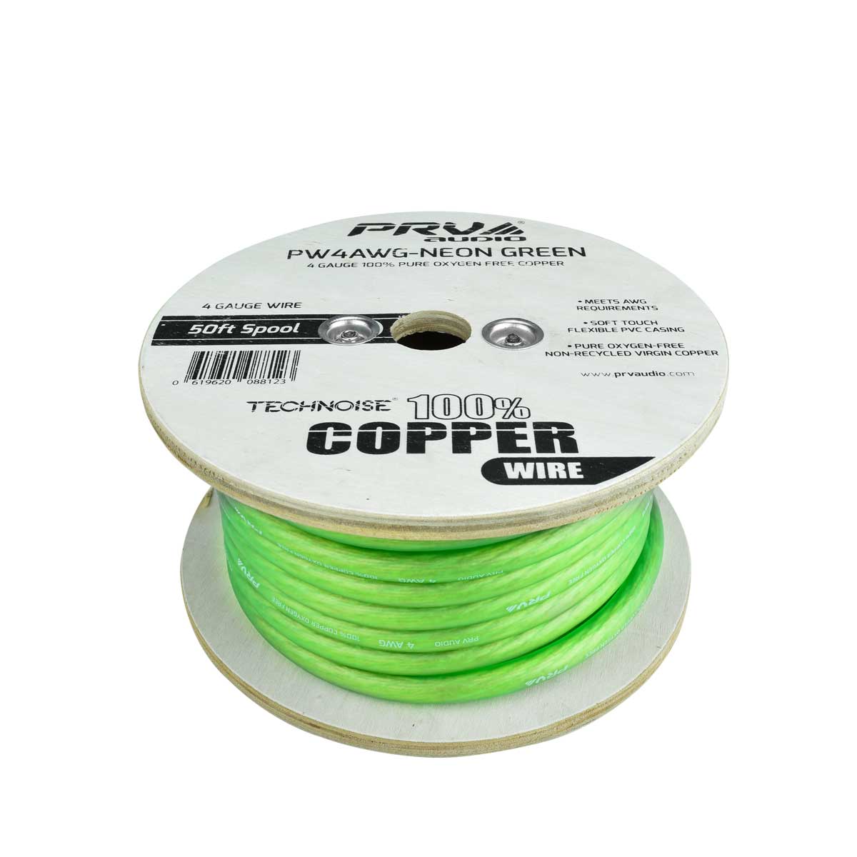 PRV AUDIO WIRE 50FT ROLL NEON GREEN