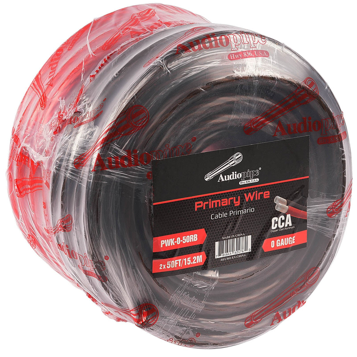 50Ft 0 Gauge Black and 50Ft 0 Gauge Red Primary Wire (PWK-0-50RB) Audiopipe