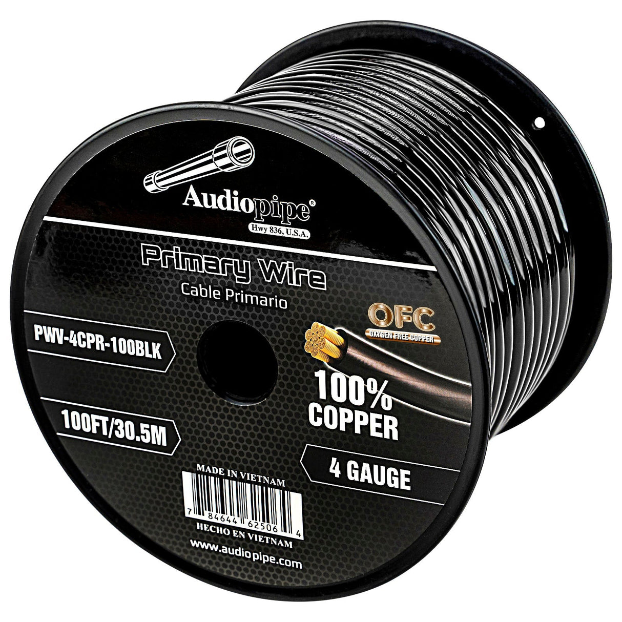 100Ft 4 Gauge Primary Wire (PWV-4CPR-100BLK) Audiopipe