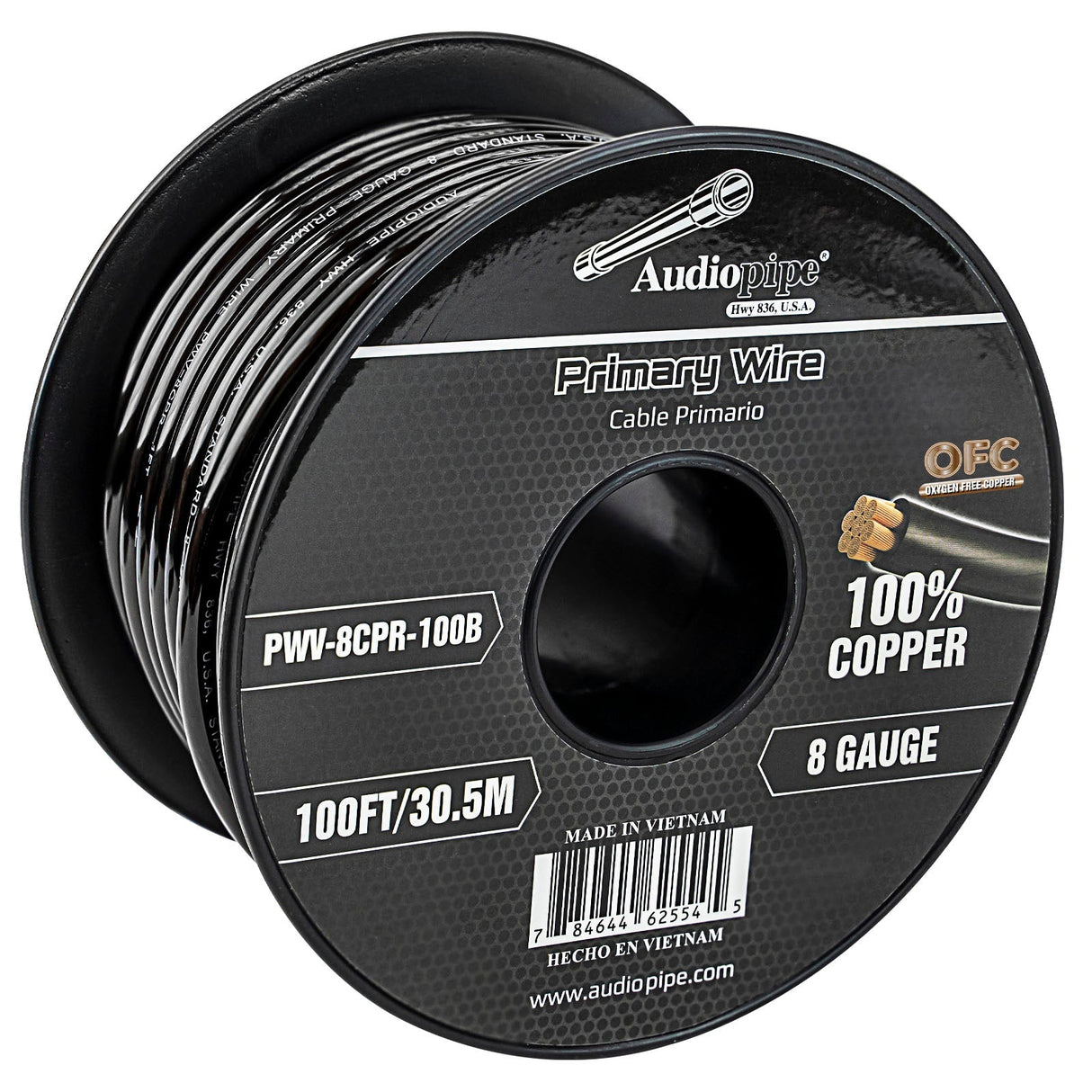 100Ft 8 Gauge Primary Wire (PWV-8CPR-100B) Audiopipe