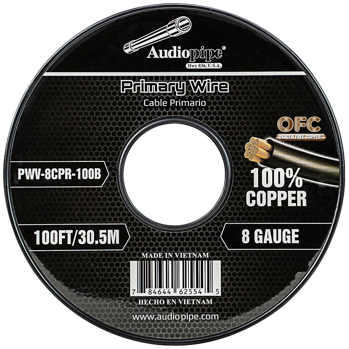 100Ft 8 Gauge Primary Wire (PWV-8CPR-100B) Audiopipe