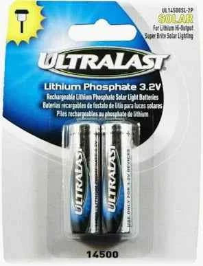 Ultralast UL14500SL-2P 14500 Lithium Batteries for Solar Lighting, 2 Pack UltraLast