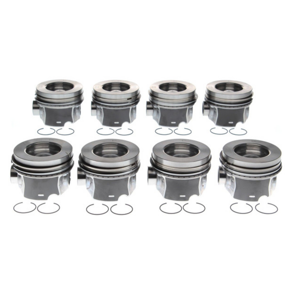 2011-2016 Duramax LML Mahle Set of 8 Pistons w/ Rings - .50MM - Reduced Compression (224-3985WR-0.50MM)