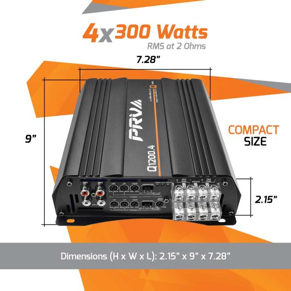 PRV Audio Q1200.4 2Ω Compact 4 Channel Mini Amplifier