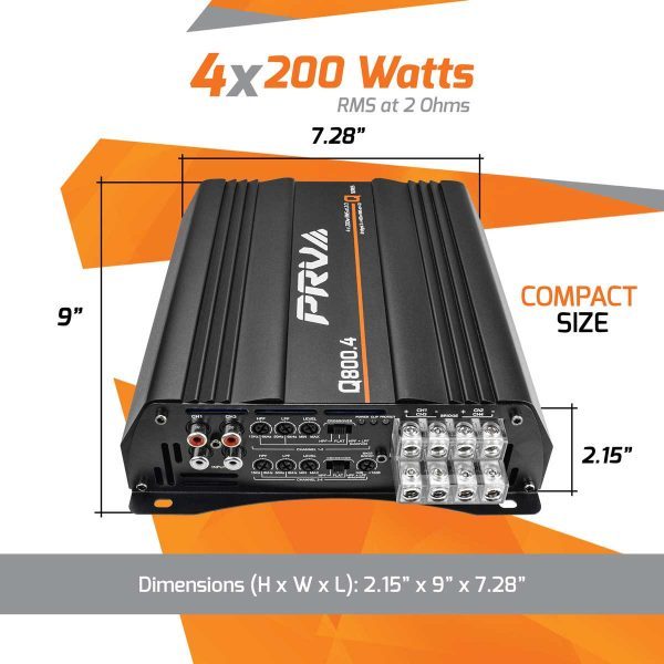 PRV Audio Q800.4 Compact 4 Channel Mini Amplifier 900W