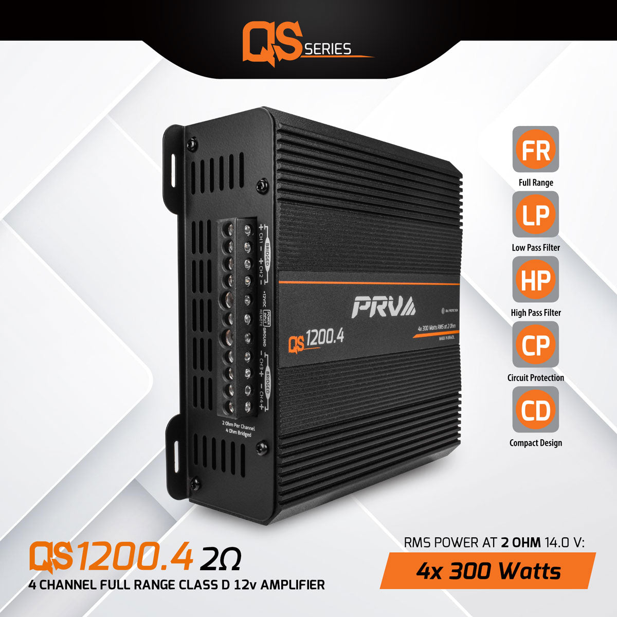 PRV AUDIO QS1200.4 2 Ohm 4 CHANNEL FULL RANGE AMPLIFIER