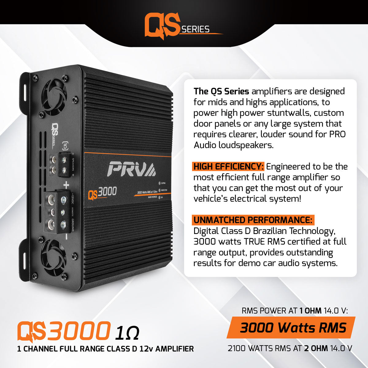 PRV QS3000 1 Ohm Amplifier PRV Audio