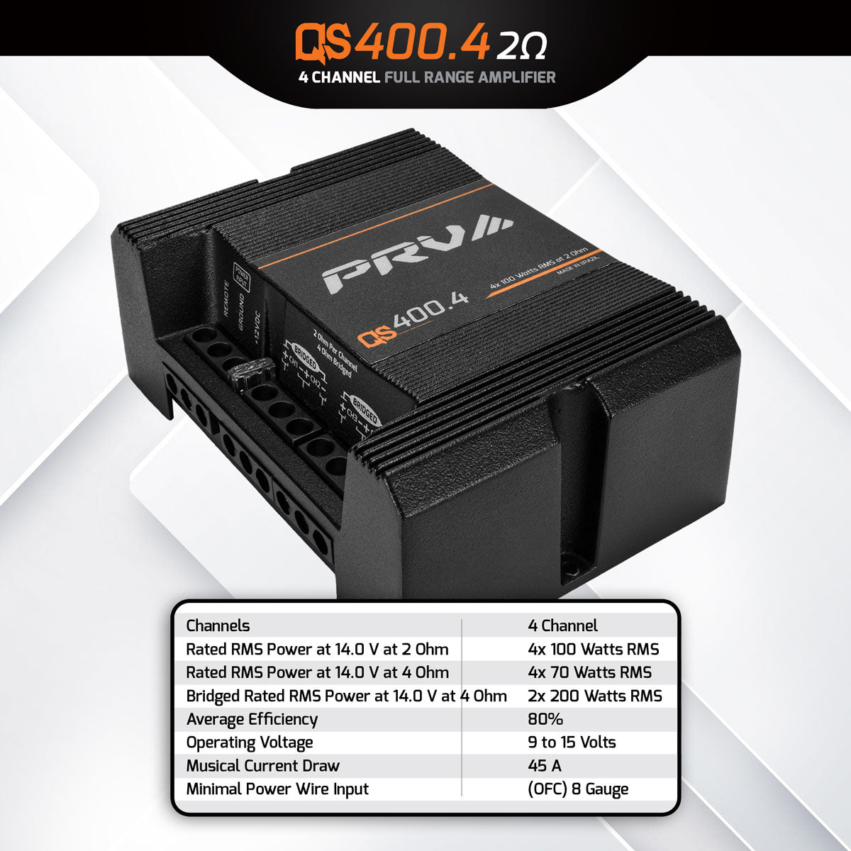 PRV Audio QS400.4 | 4-Channel Full Range Amplifier 2-Ohm PRV Audio