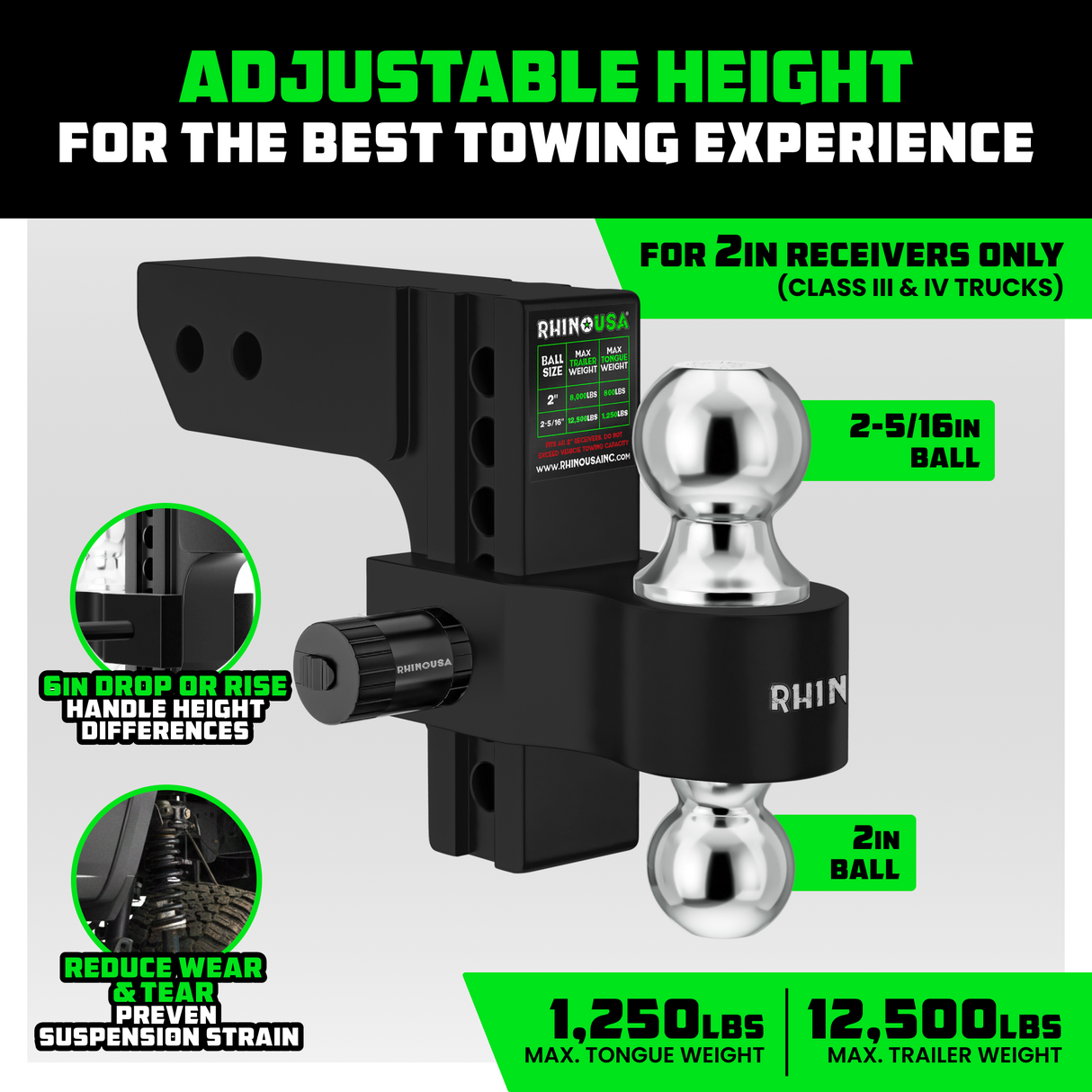 Adjustable Drop Hitch (2" Receivers)