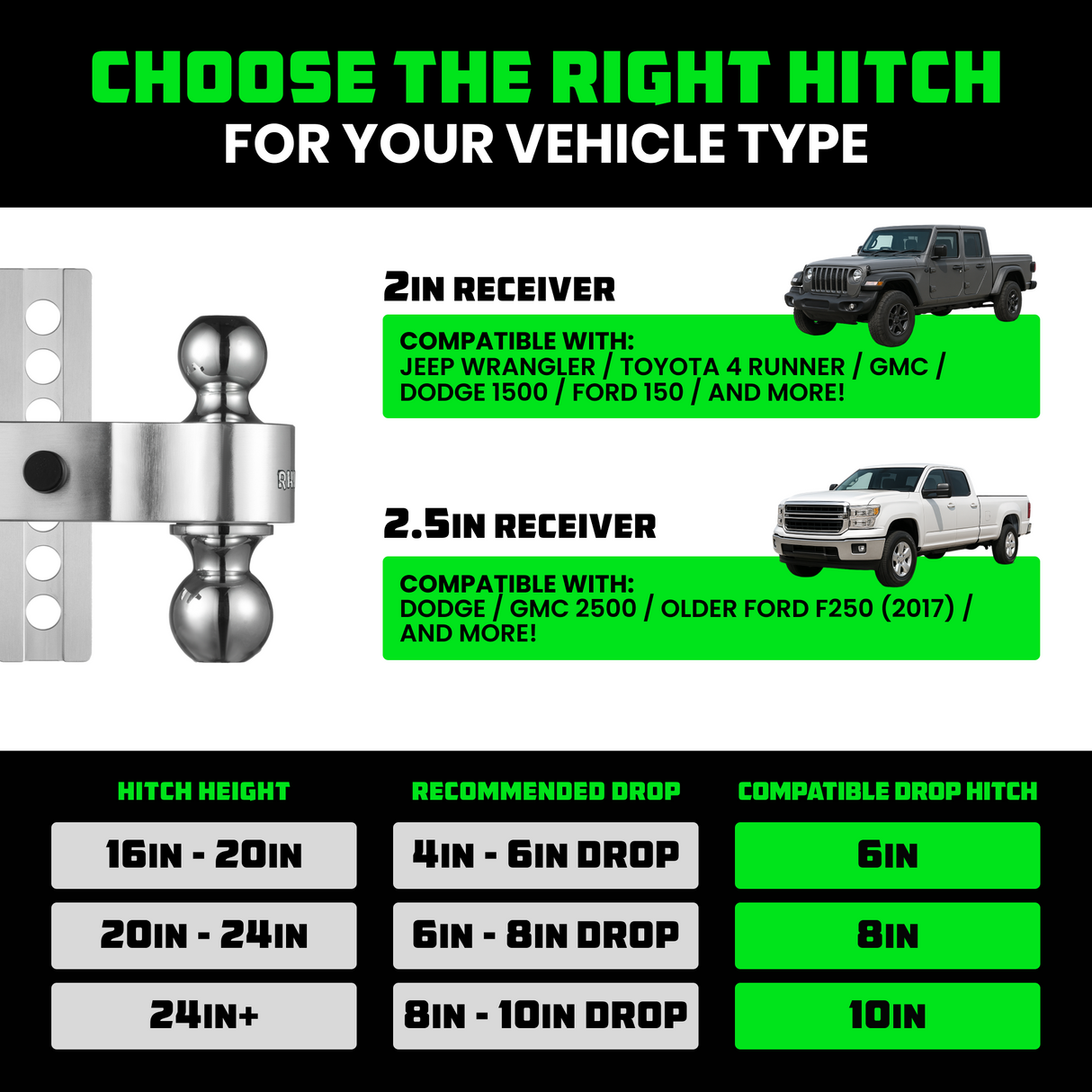 Adjustable Drop Hitch (2.5" Receivers)