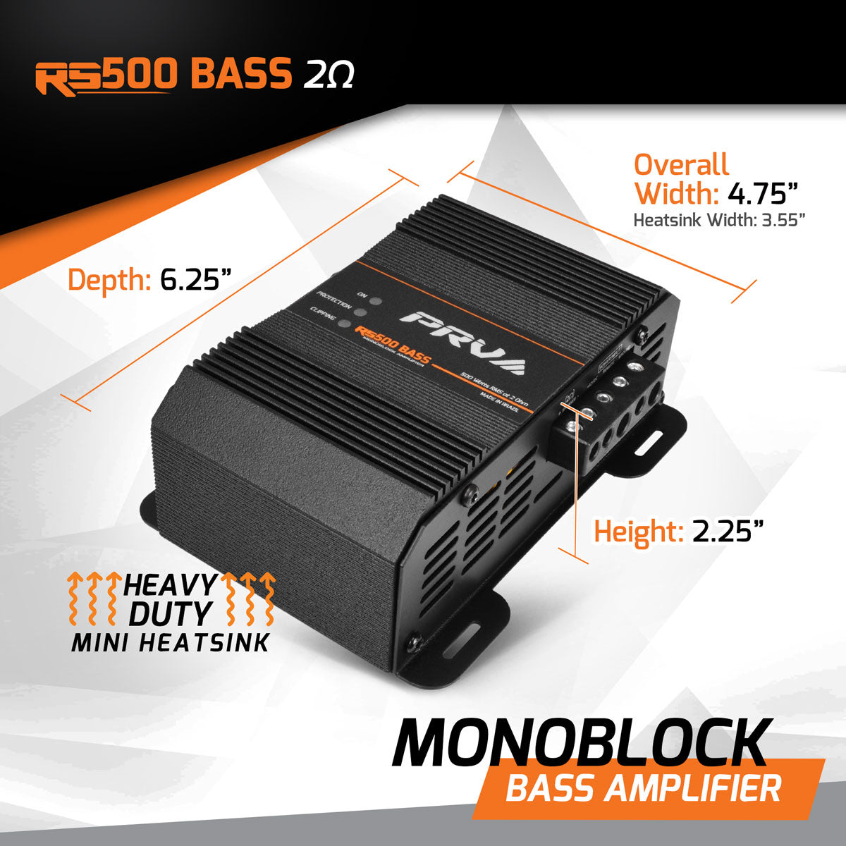 PRV Audio RS500 BASS Monoblock Car Amplifier 500 Watts 2 Ohm