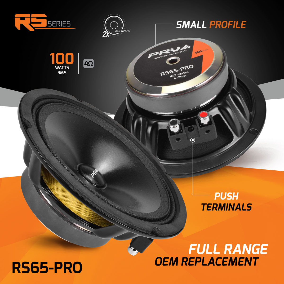 PRV Audio RS65-PRO 6.5" Full-Range Car Speakers Pair