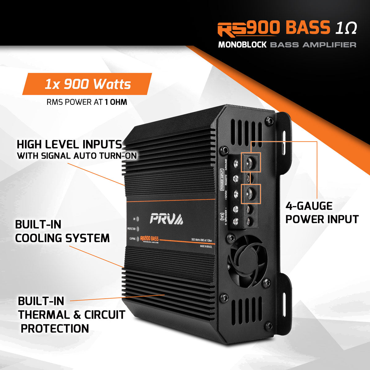 PRV Audio RS900 BASS Monoblock Car Amplifier 1 Ohm 900W