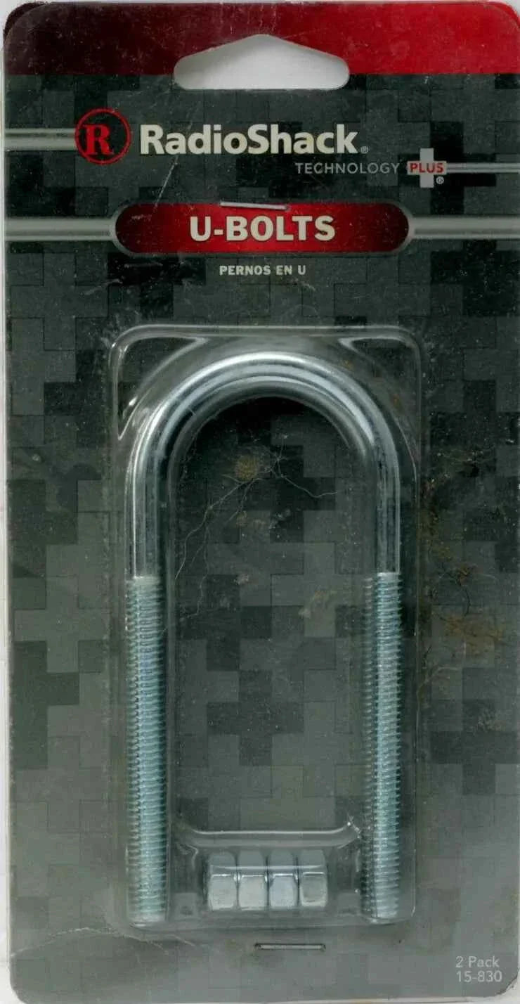 RadioShack U-Bolts with 4 Hex Nuts ~ 2/PK ~ Item No. 15-830 TekShack