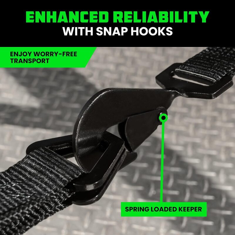 2" x 8' Vehicle Snap Hook Tie-Down Kit by Rhino USA