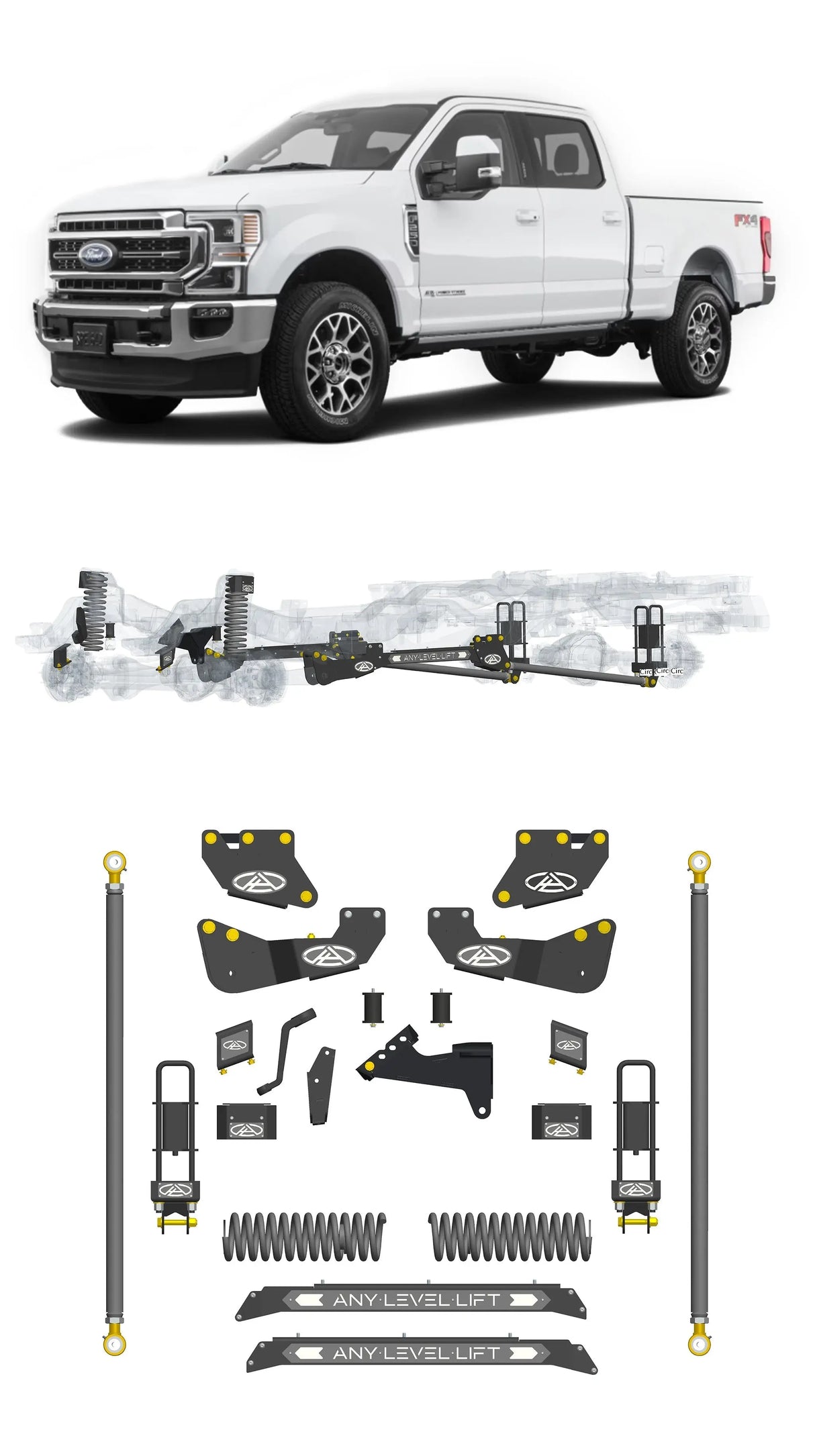 Any Level 5.5" Static Lift - Base System: F-250/F-350, Single Rear Wheel (2020-2022) Any Level Lift