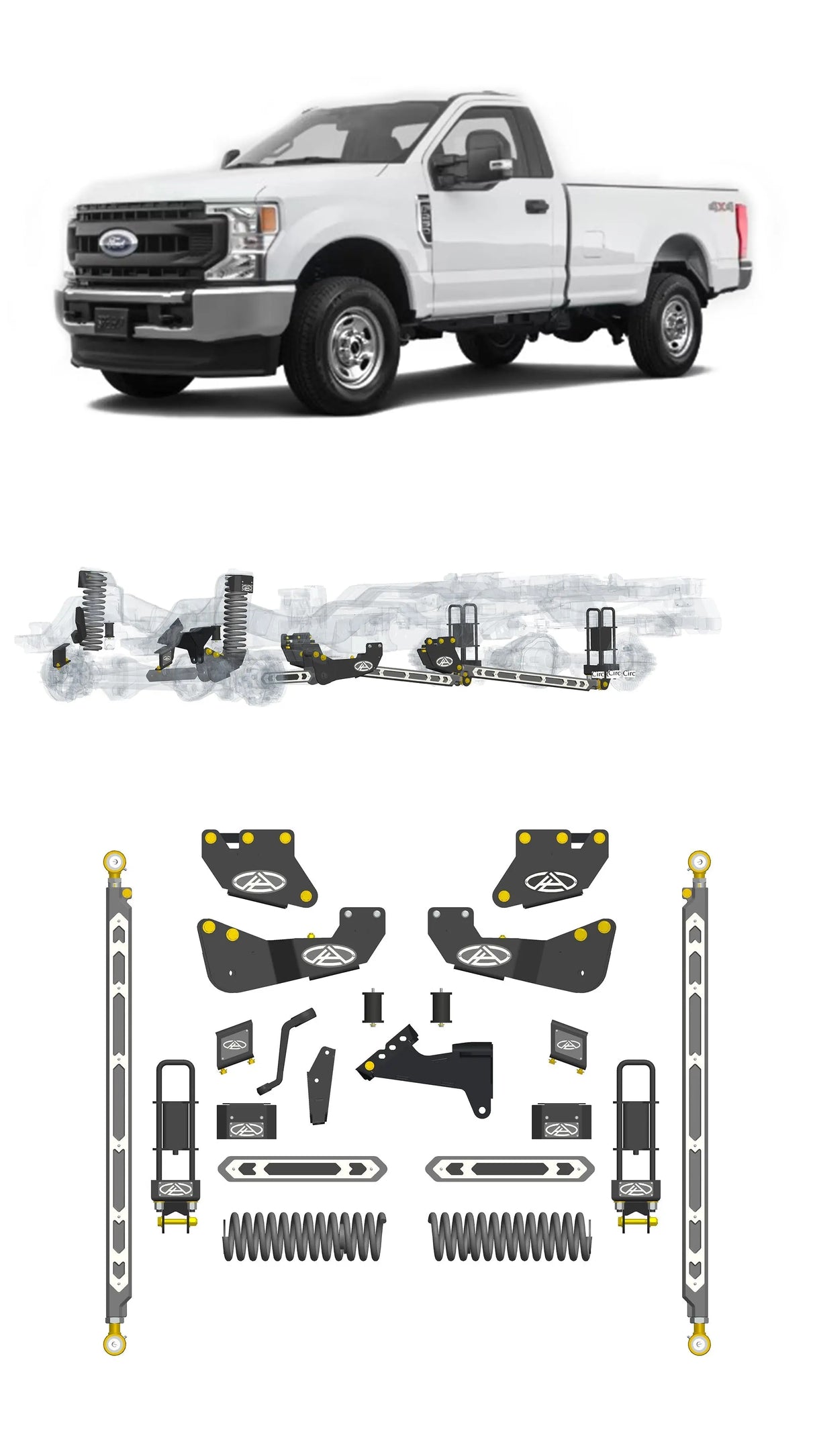 Any Level 5.5" Static Lift - Base System: F-250/F-350, Single Rear Wheel (2020-2022) Any Level Lift