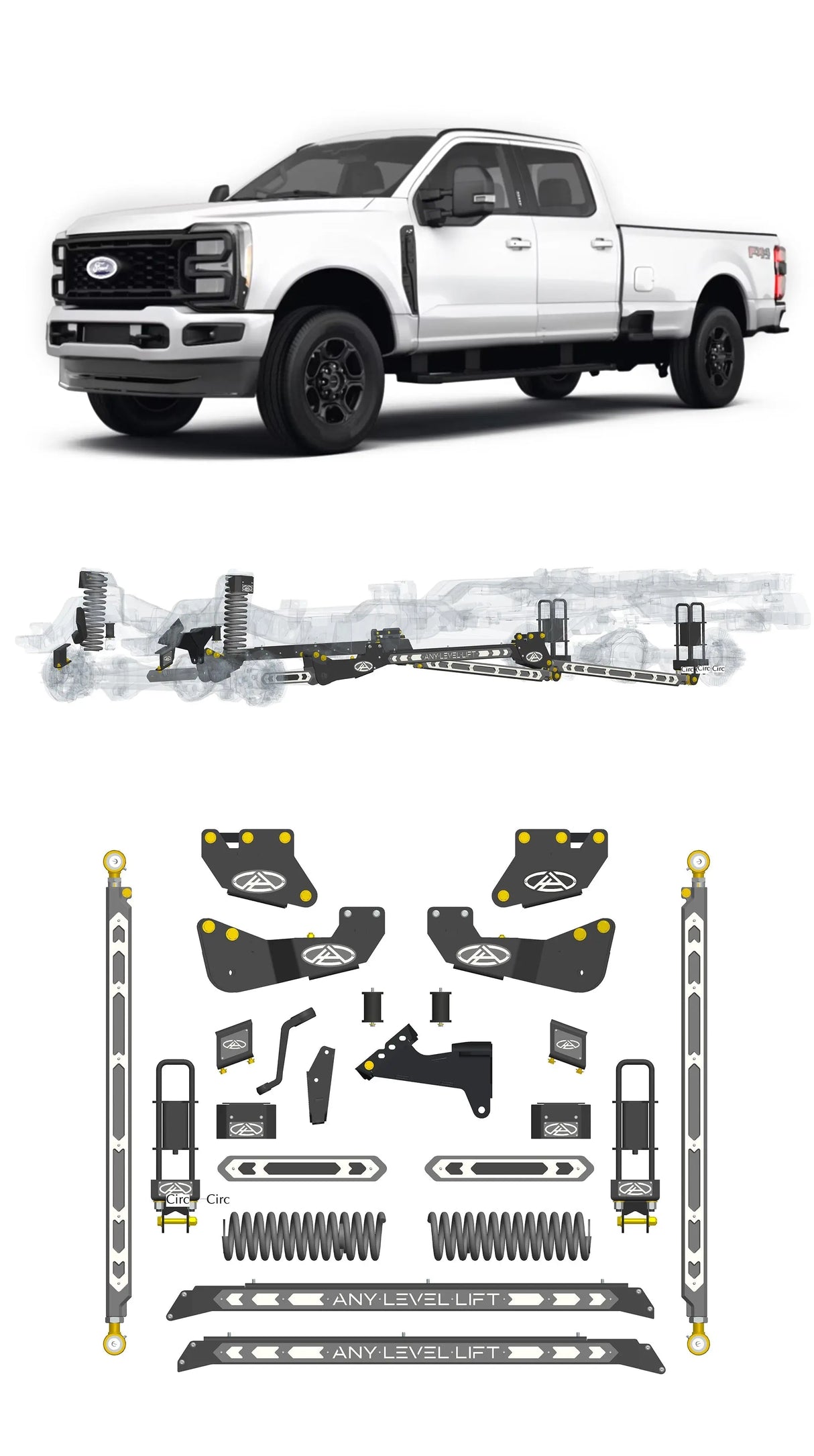 Any Level 5.5" Static Lift - Base System: F-250/F-350, Single Rear Wheel (2023+) Any Level Lift