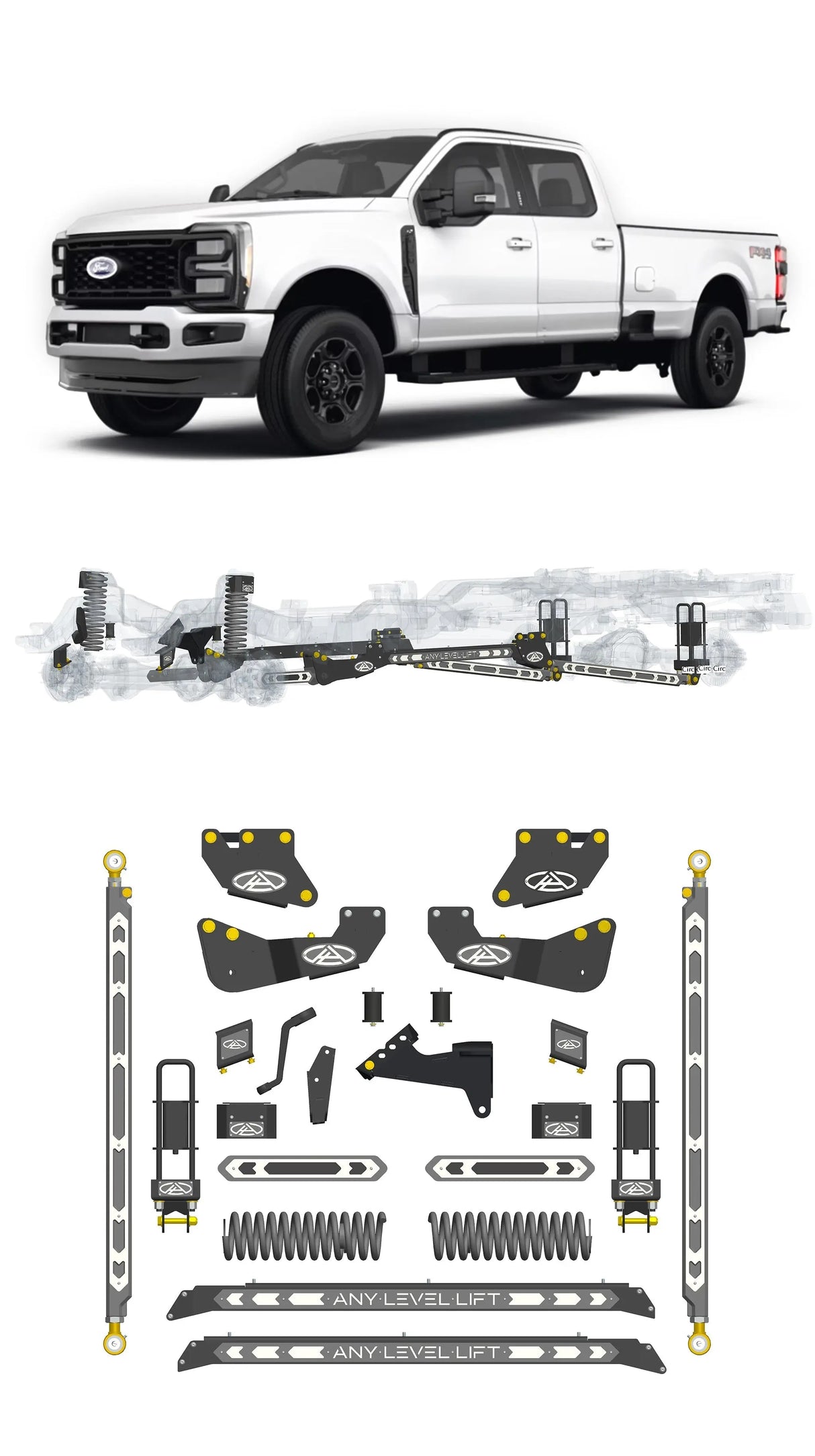 Any Level 5.5" Static Lift - Base System: F-250/F-350, Single Rear Wheel (2023+) Any Level Lift