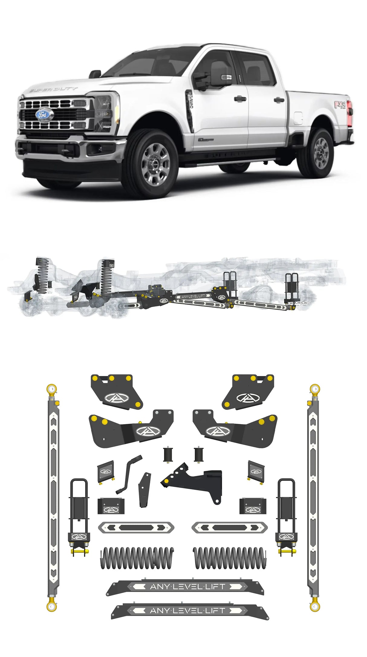 Any Level 5.5" Static Lift - Base System: F-250/F-350, Single Rear Wheel (2023+) Any Level Lift