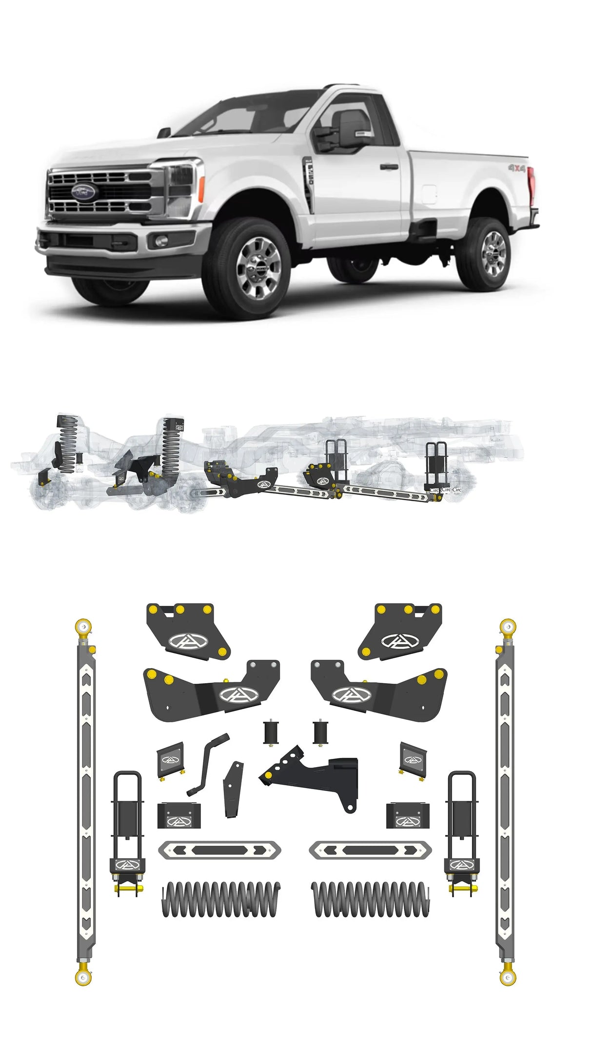 Any Level 5.5" Static Lift - Base System: F-250/F-350, Single Rear Wheel (2023+) Any Level Lift