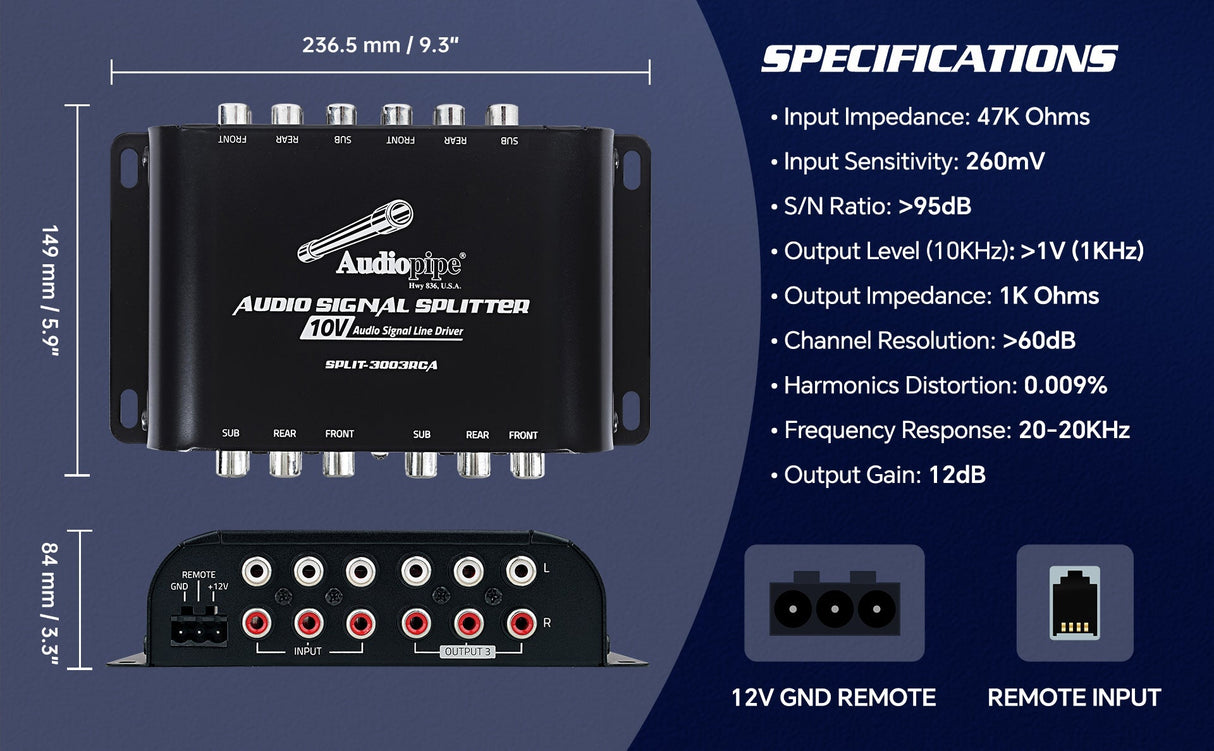 Audio Signal Splitter (SPLIT-3003RCA ) Audiopipe