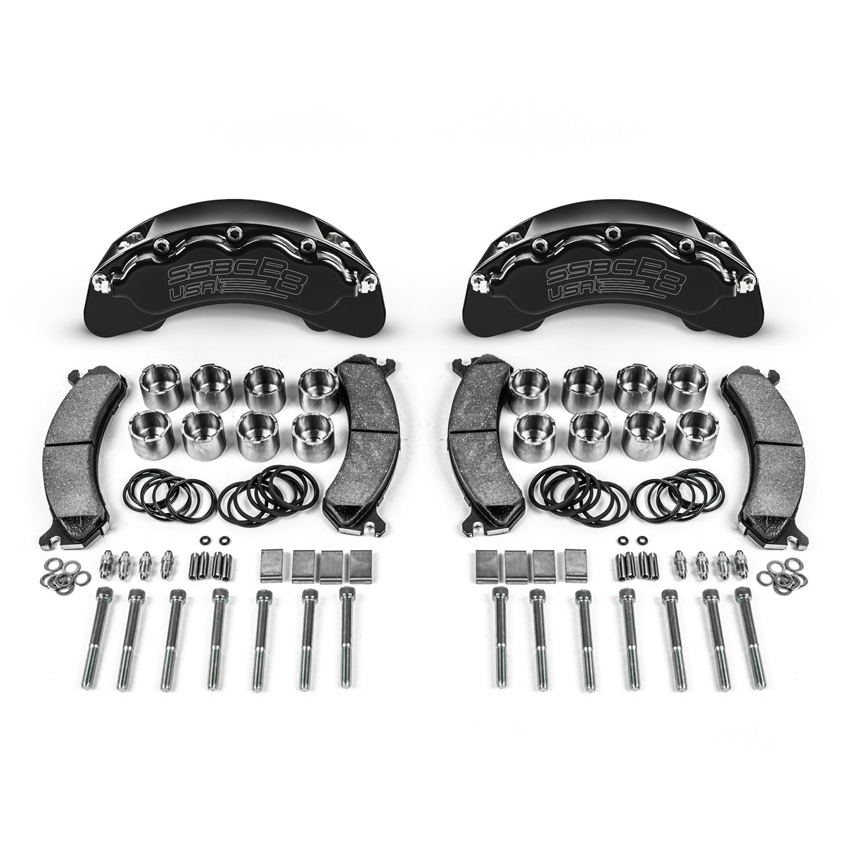 American Made B8-Brawler 8 Piston Direct Fit Front Caliper Disc Brake Kit W/DS Rotors. Black A414-20BLK-DS