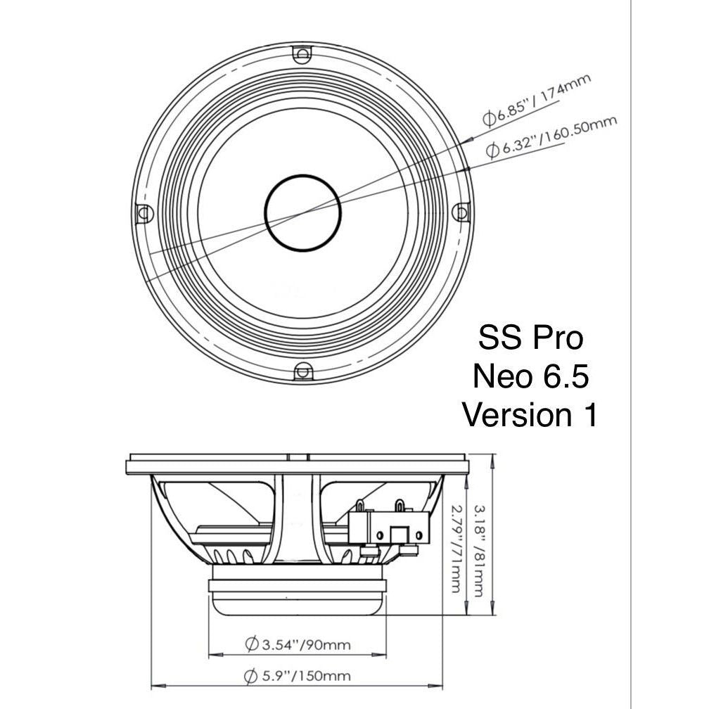 Supreme Sounds Pro Neo 6.5" 250W RMS Midrange Speaker 4-Ohm (Single) Supreme Sounds