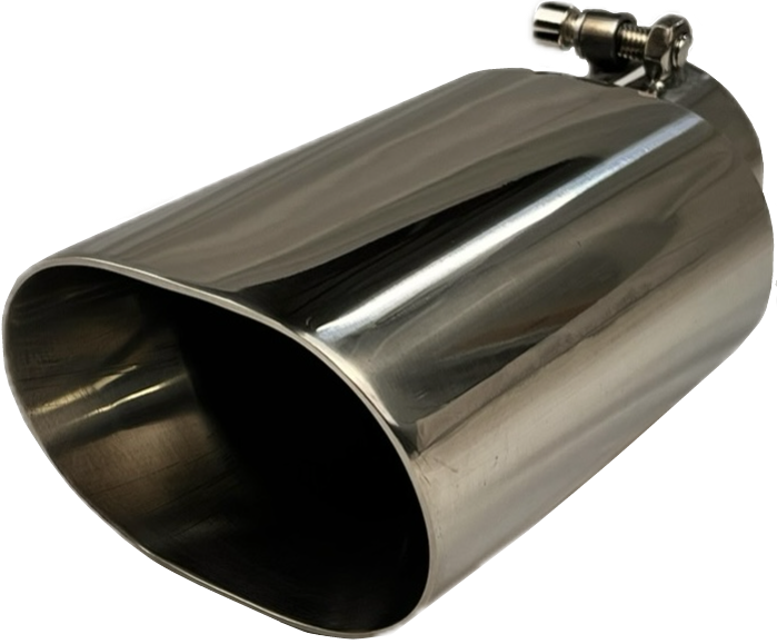 Double Wall Oval Slant Bolt-on | Polished 304 Stainless Exhaust Tip Mel's Mfg.