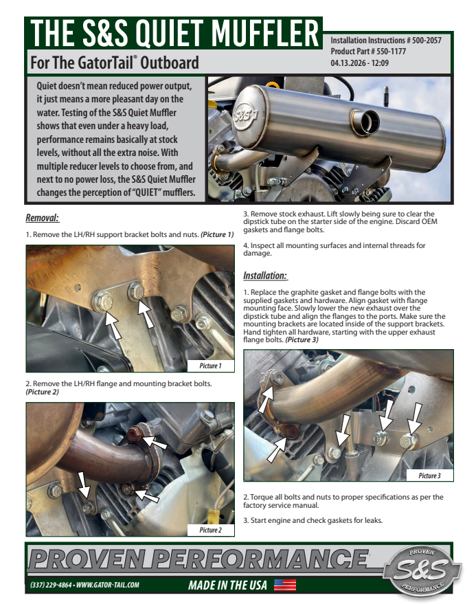 S&S Quiet Muffler Briggs