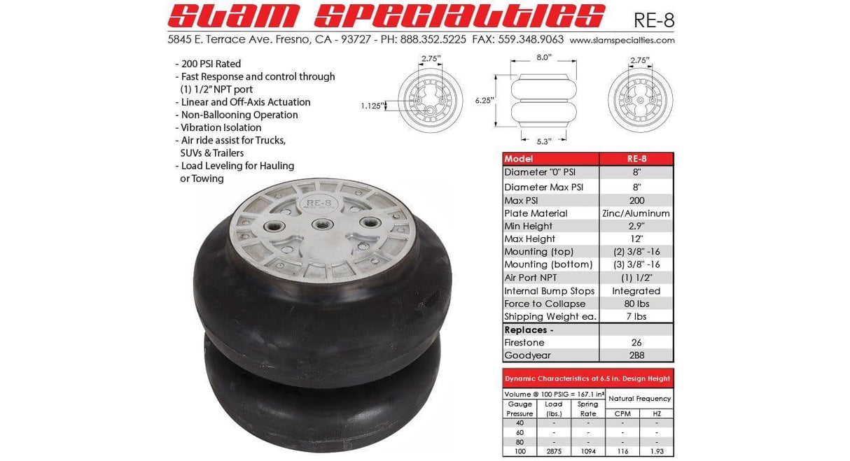 Slam Specialties RE-8 200 PSI Air Bag Slam Specialties