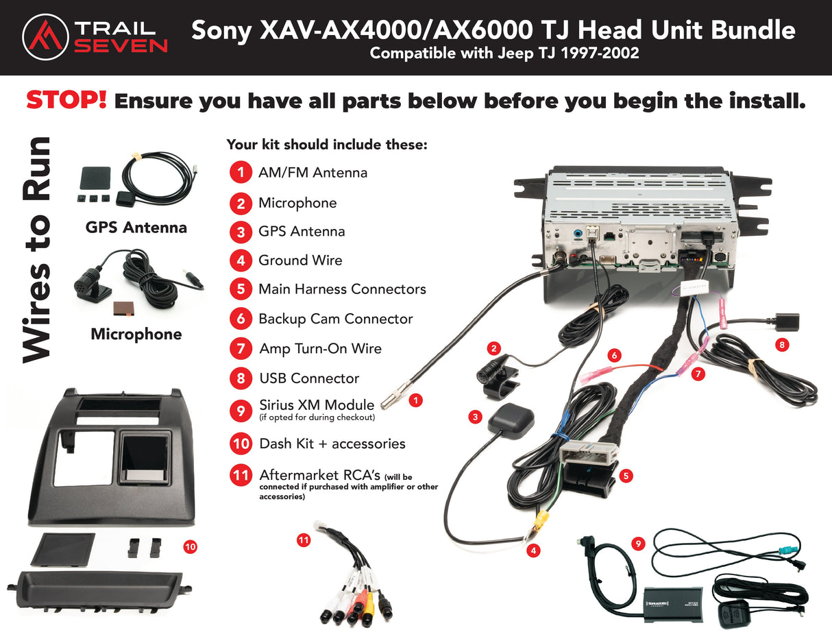 Sony XAV-AX6000 Plug and Play Bundle | '97 - '02 TJ Wrangler