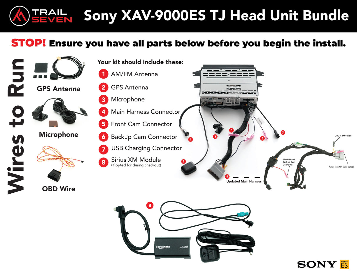 Sony XAV-9000ES Plug and Play Bundle | '03 - '06 TJ Wrangler