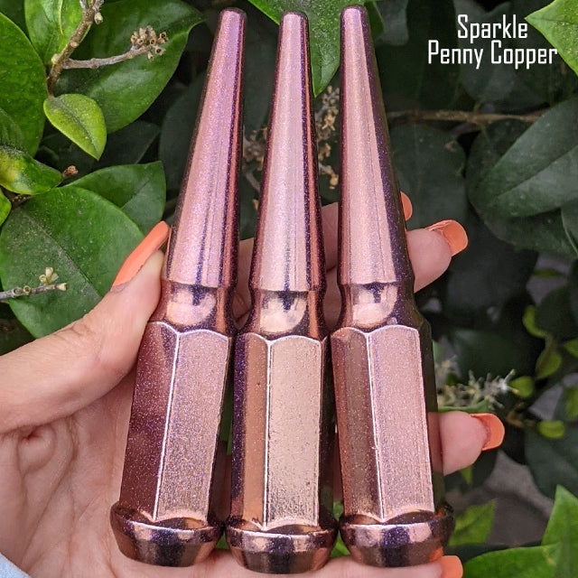 32 Pc 14x1.5 Spike Lug Nuts 4.5" Tall - Powder Coated - Various Colors